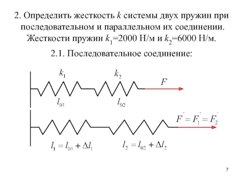 Последовательное соединение пружин. Коэффициент упругости системы пружин. Последовательное и параллельное соединение пружин. Последовательное и параллельное соед пружин. Как найти жесткость последовательно Соединенных пружин.