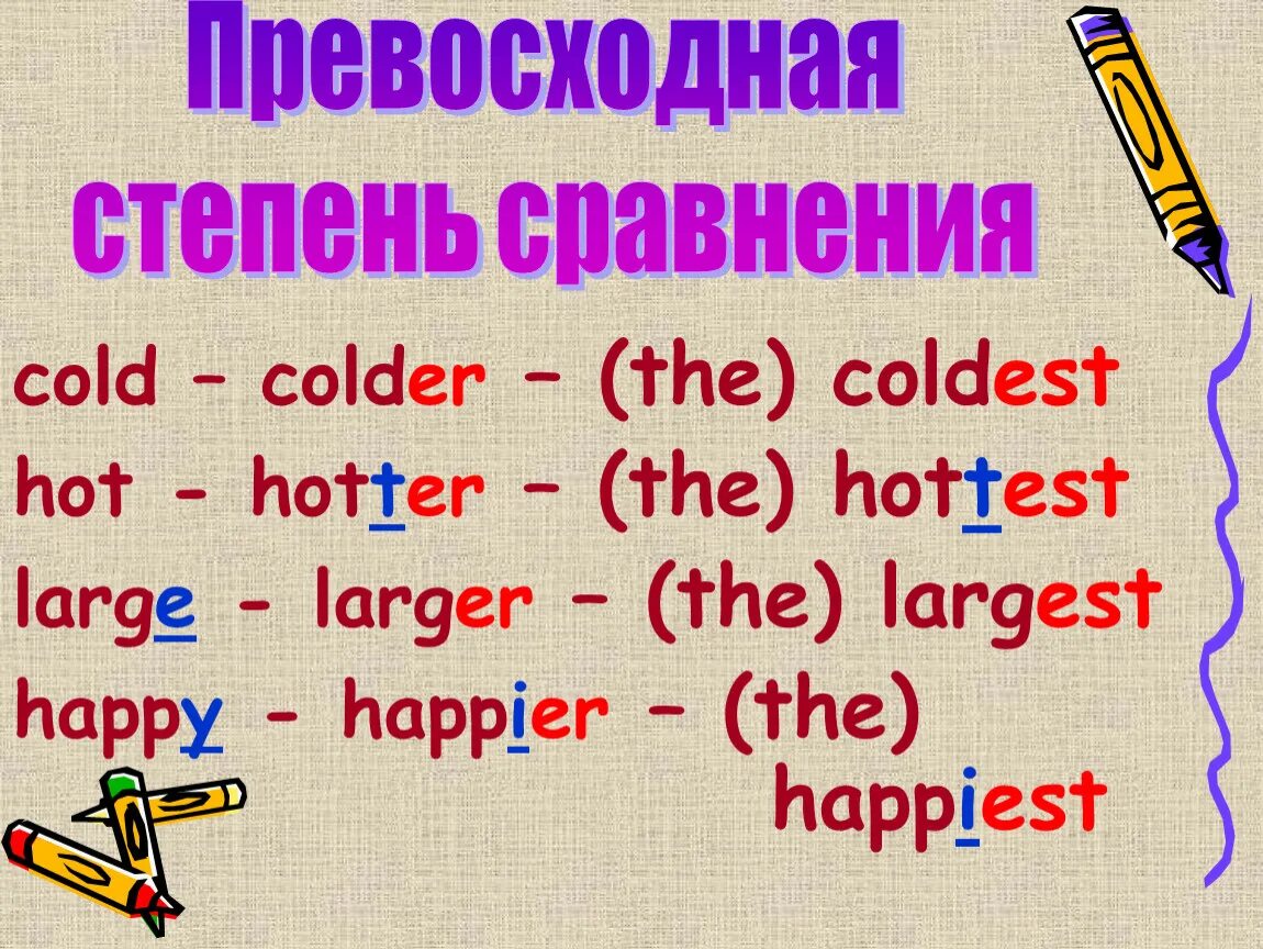 Сравнительная степень прилагательных. Сравнительная степень в английском. Cold степени сравнения. Степени сравнения в английском.