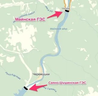 Шушенская гэс карта