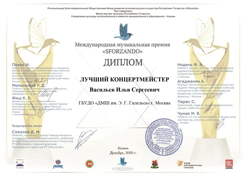 Дипломанты международного музыкального конкурса. Награды музыкального фестиваля.