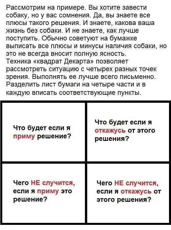 Что произойдет в личной жизни. Квадрат Декарта для принятия решений. Техника принятия решений квадрат Декарта. Квадрат Декарта в психологии для принятия решений. Таблица Декарта для принятия решений.