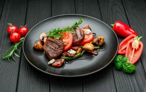 Говядина с овощами гриль