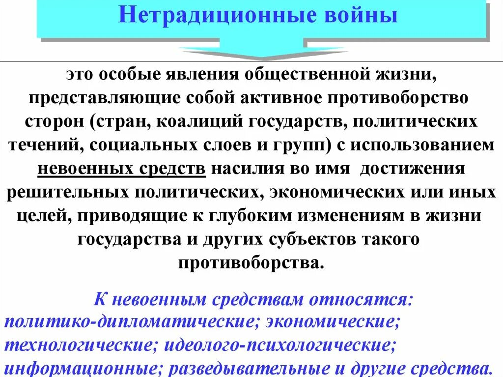 Особое социальное явление. Нетрадиционные войны и их характерные особенности. Явления общественной жизни. Современной нетрадиционной войны.