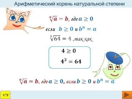 Арифметический корень натуральной степени видеоурок