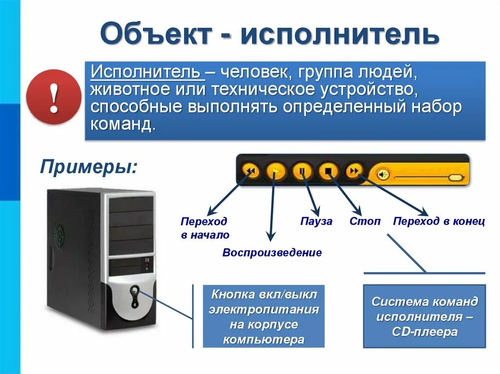 Исполнителем объекта может быть объект