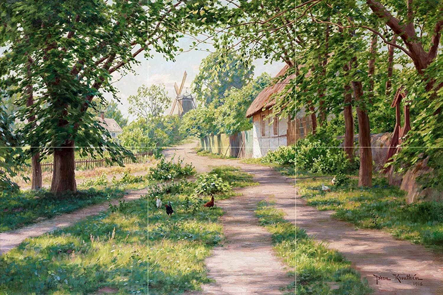 Улица в деревне весной. Художник Johan Krouthen. Пейзаж. Johan Krouthen 1858 1932 шведский художник. Художник Johan Krouthen (1858-1932) лето море. Живопись Йохан Кроутен.