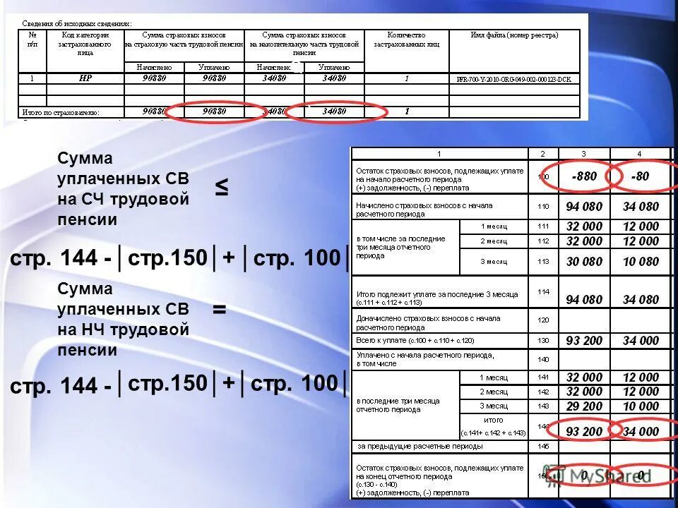 Документ содержащий информацию о расчете