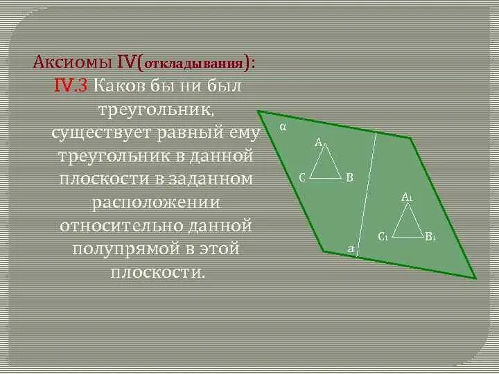 Аксиом про. Аксиома треугольника. Аксиомы откладывания. Аксиомы геометрии. Аксиома откладывания треугольников.