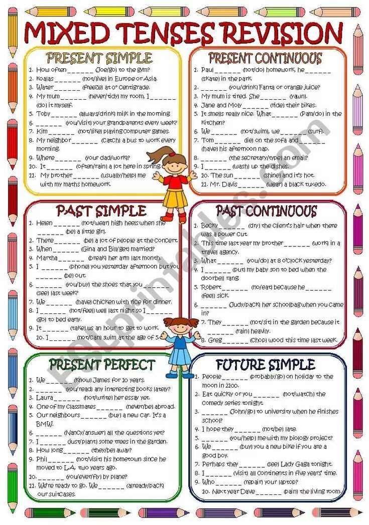 Revision of Tenses упражнения. Времена группы present Worksheets. Revision present simple Tense. Mixed Tenses. Past tenses worksheet