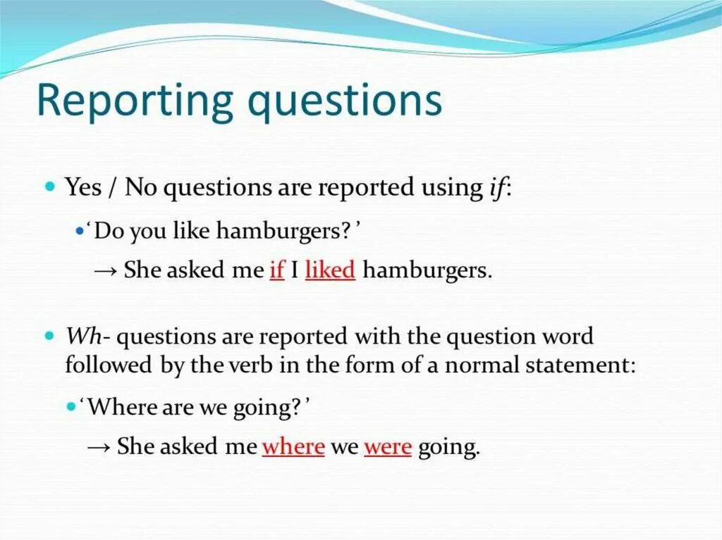 Reported Speech вопросы. Reported questions правила. Reported Speech правила вопросы. Questions in reported Speech правила.