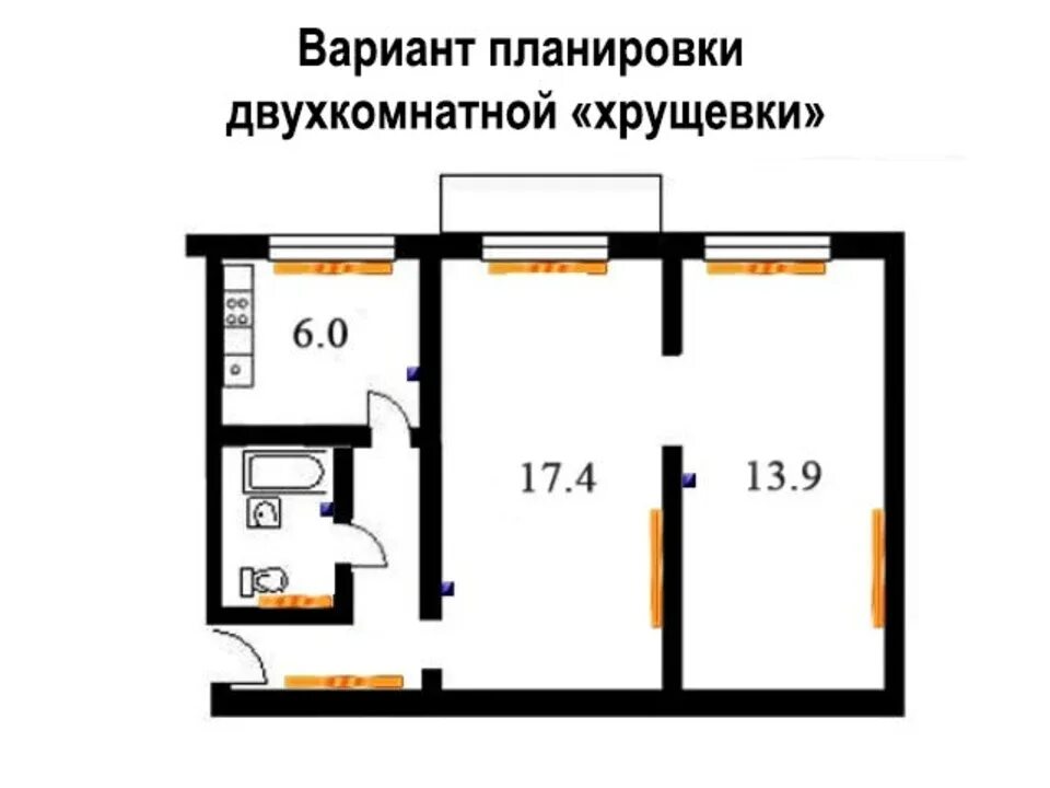 Сколько метров комнаты в хрущевках