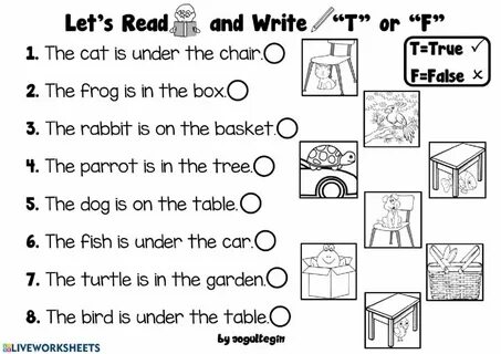 Reading task true false