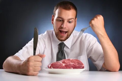 Man eats fish