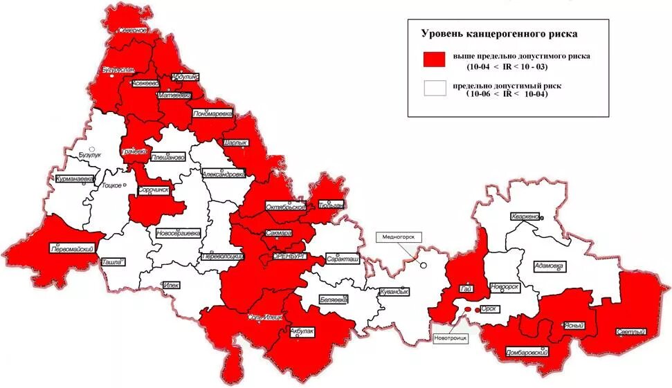 Карта радиационного фона Оренбургской области. Оренбург карта радиоактивного загрязнения. Загрязнение Оренбургской области карта. Экологическая карта районов Оренбурга.