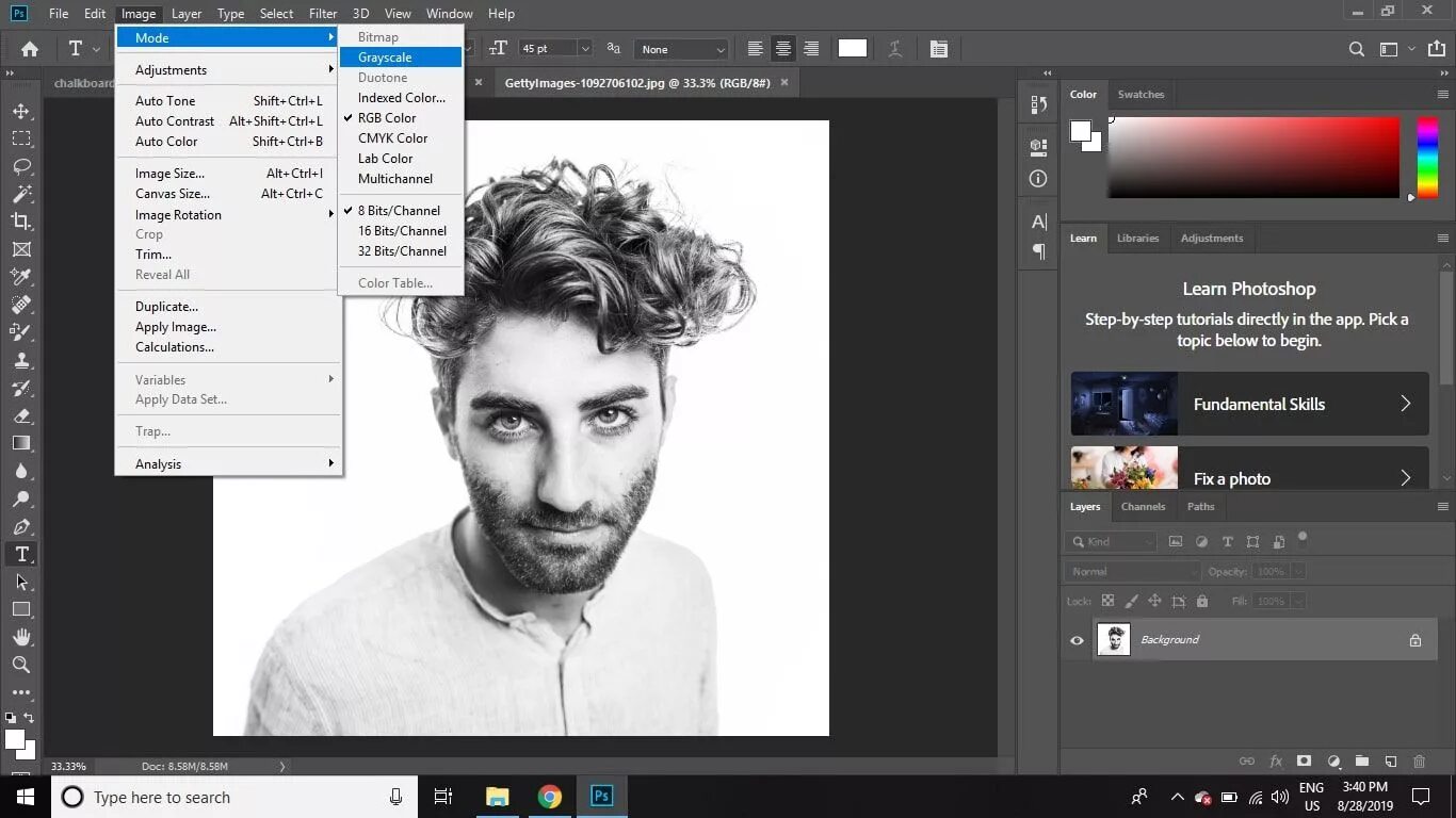 Filter grayscale. Grayscale в фотошопе. битмап в фотошопе. старая фотография для фотошопа для редактирования. размер постера в фотошопе.