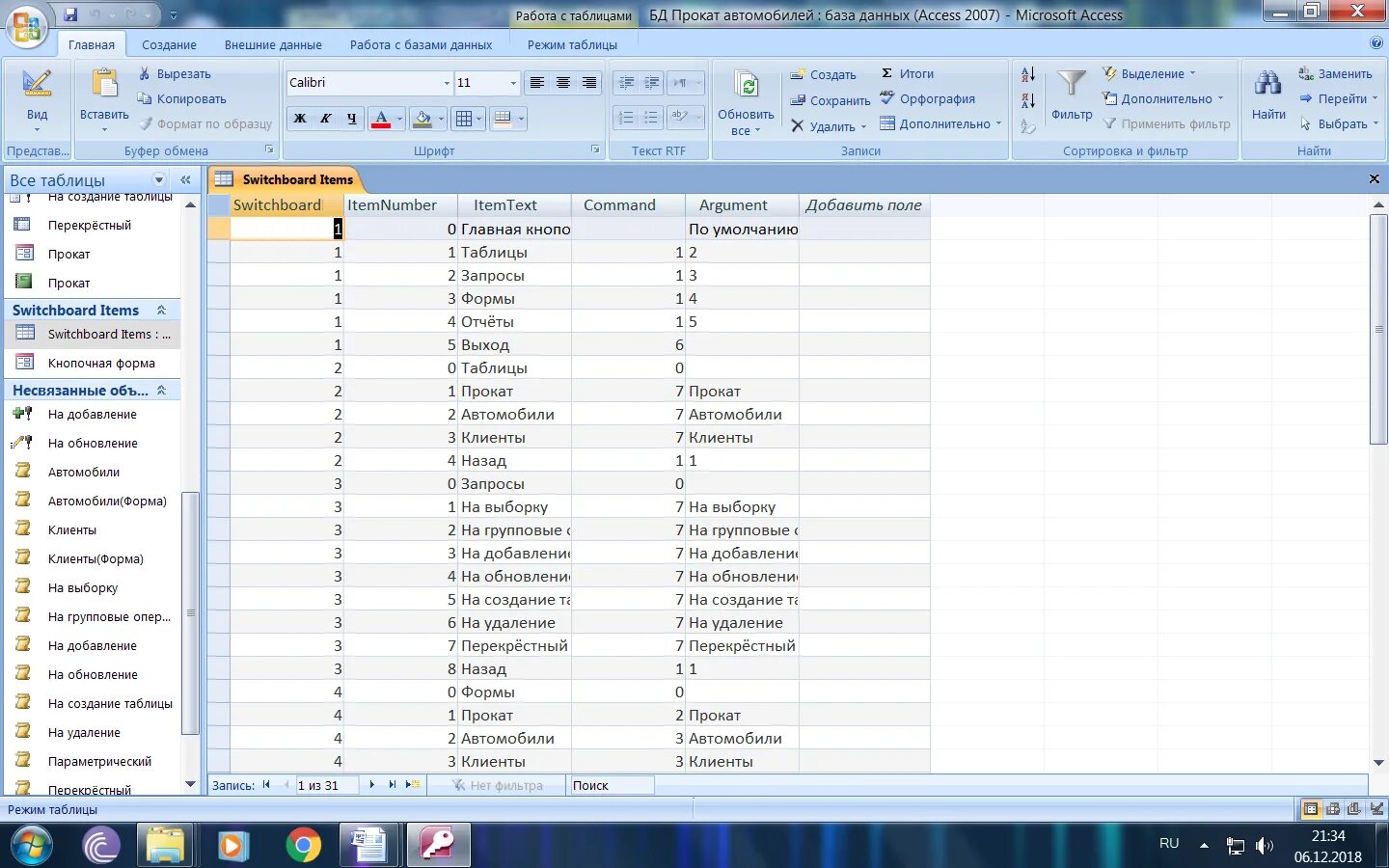 Switchboard items access что это. Access кнопочная форма switchboard items Command. Access создать главную кнопочную форму switchboard items. Для чего нужна таблица switchboard items?. База данных аренды