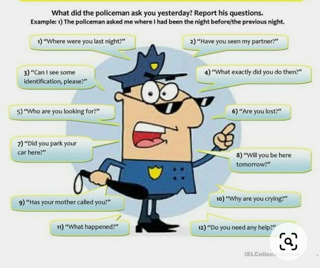The policeman asked what are you doing. Reporter questions грамматика. reported questions tomorrow yesterday. reported questions worksheets. what did you do yesterday.