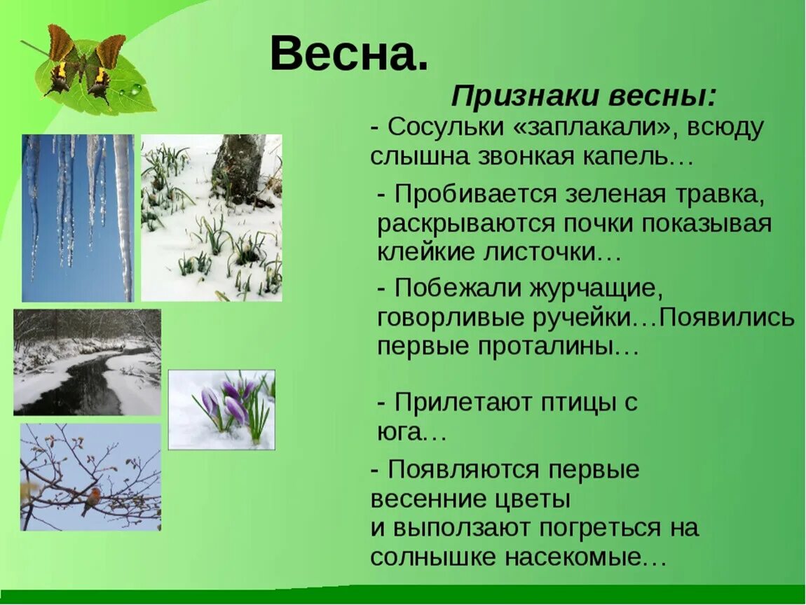 Проект 3 класс чтение время года. Рассказ о весне. Признаки весны.