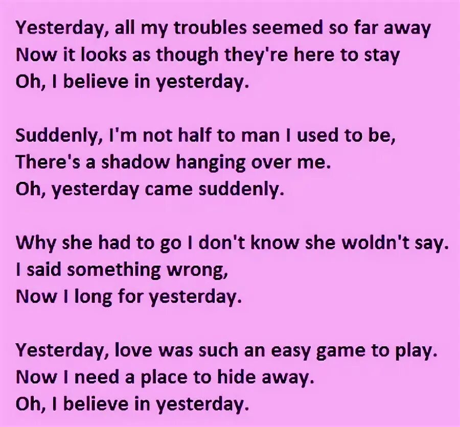 Yesterday текст. Yesterday beatles текст. Битлз yesterday текст. Текст песни yesterday. Битлз yesterday текст.