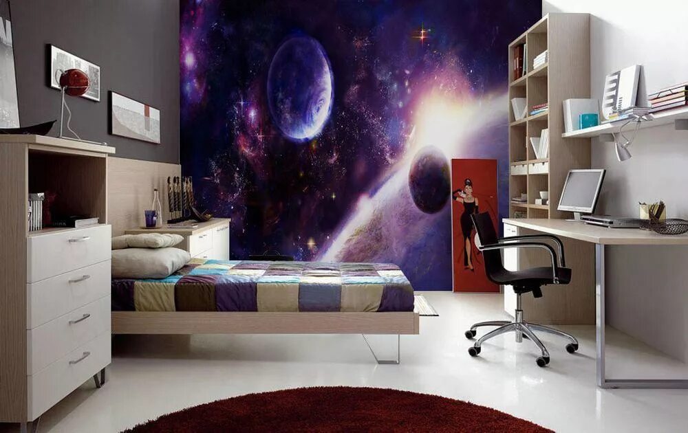 Комната интерьер космос beibehang Wallpaper custom atmosphere fantasy galaxy starry nebula ceiling livin