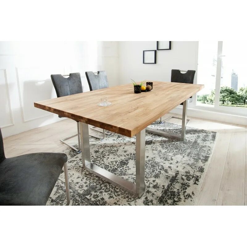 круглый стол лофт (столешница дуб, основание металл) r43-632. стол дуб вотан обеденный раздвижной.