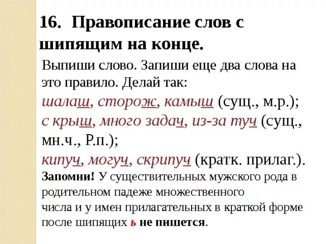 Как пишется слово водный. Глаголы с шипящим на конце слова. Слова с шипящей на конце слов. Правописание шипящих на конце слова правило. Правила орфографии, глаголы с шипящими на конце.