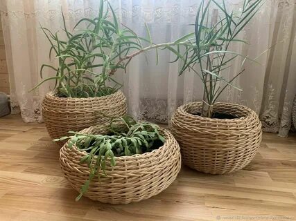 Кашпо из ротанга искусственного для начинающих пошагово