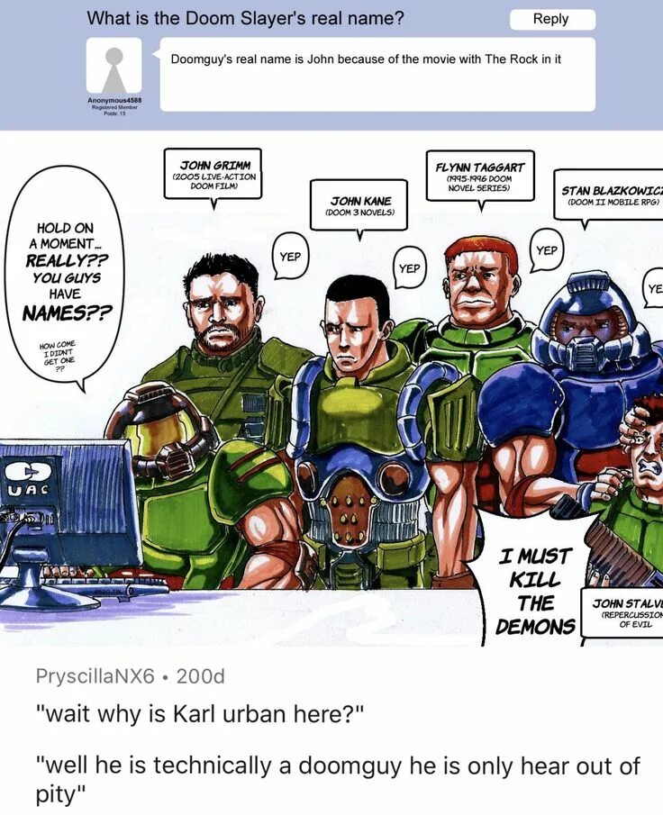 Почему doom. Doom 3 флинн таггарт. doomguy имя. джон кейн doom. настоящее имя думгая.