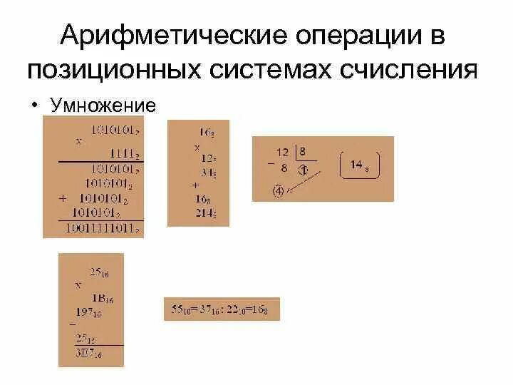 Операции арифметические использование операций. Арифметические действия в позиционных системах счисления. Арифметические операции над системами счислений.. Арифметические операции в позиционных системах счисления. Выполнение арифметических действий в позиционных системах счисления.