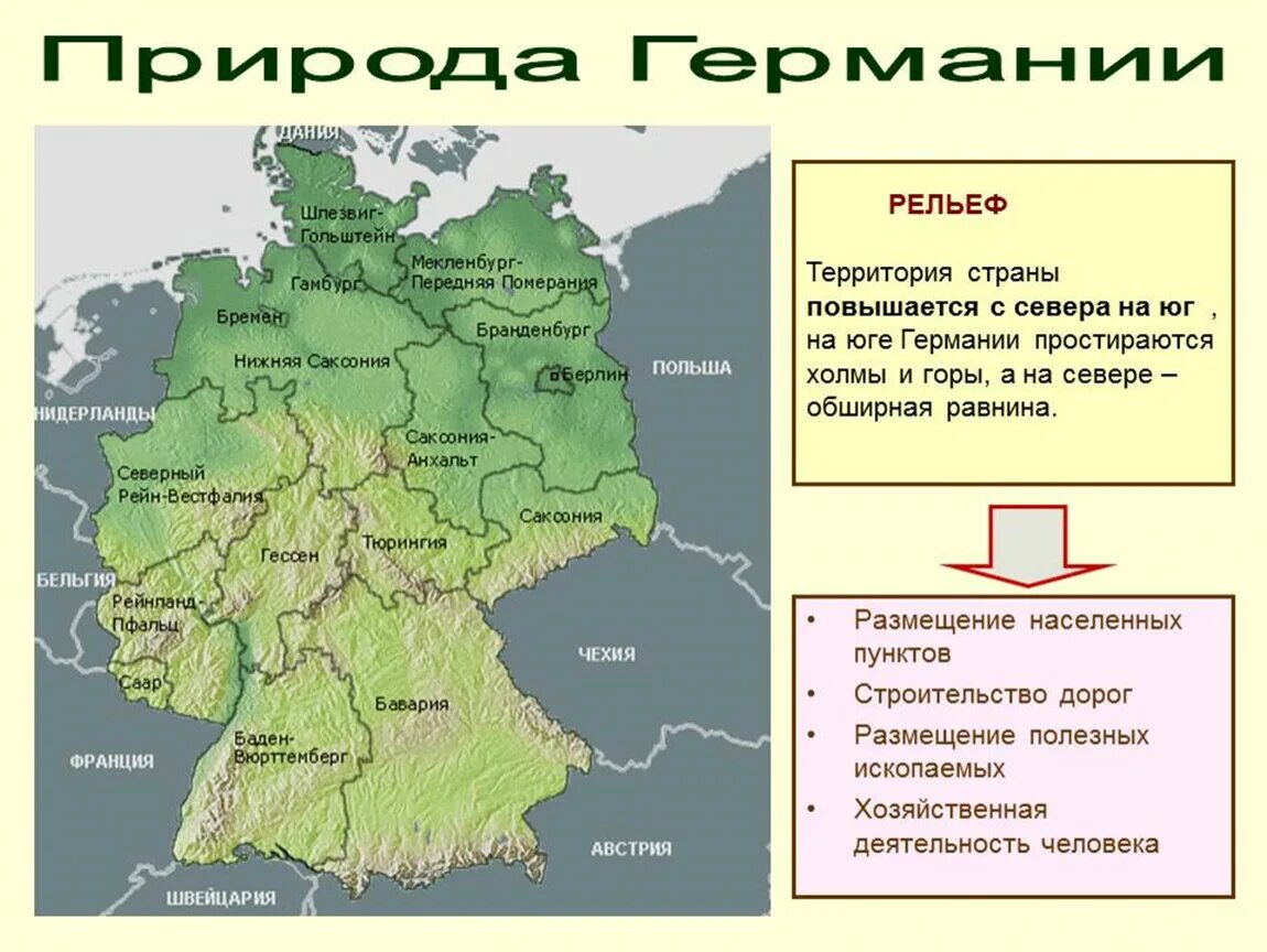 Описание германии по плану 7 класс география. Рельеф Германии Германии. Федеративная Республика Германия рельеф. Лесные ресурсы Германии карта. Лесные ресурсы ФРГ карта.