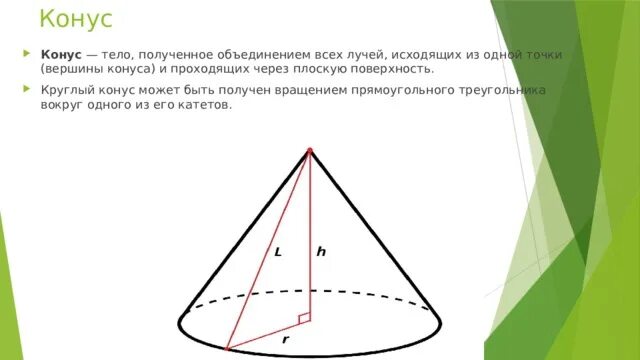 Конус вращение треугольника. Прямоугольный треугольник в конусе. Тело полученное вращением прямоугольного треугольника вокруг прямой. Конус как вращение тре.