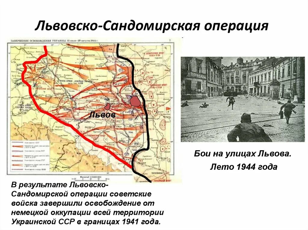 Наступательная операция советских войск в 1944. Львовско-Сандомирская операция. Львовско-Сандомирская операция карта. Освобождение Западной Украины 1944. Львовско Сандомирская операция 1944 года карта.