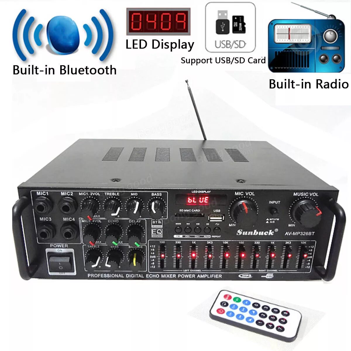 Sunbuck av mp326bt. Sunbuck av-mp326bt Bluetooth. Sunbuck 326bt усилитель. Hi-Fi усилитель Sunbuck av-mp326bt 200 Вт.