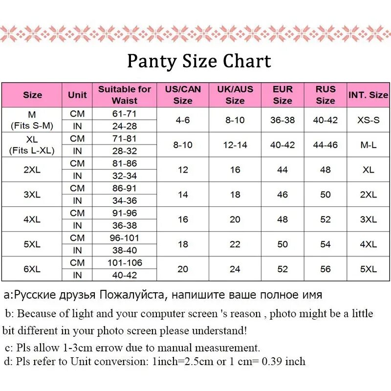 Panties size