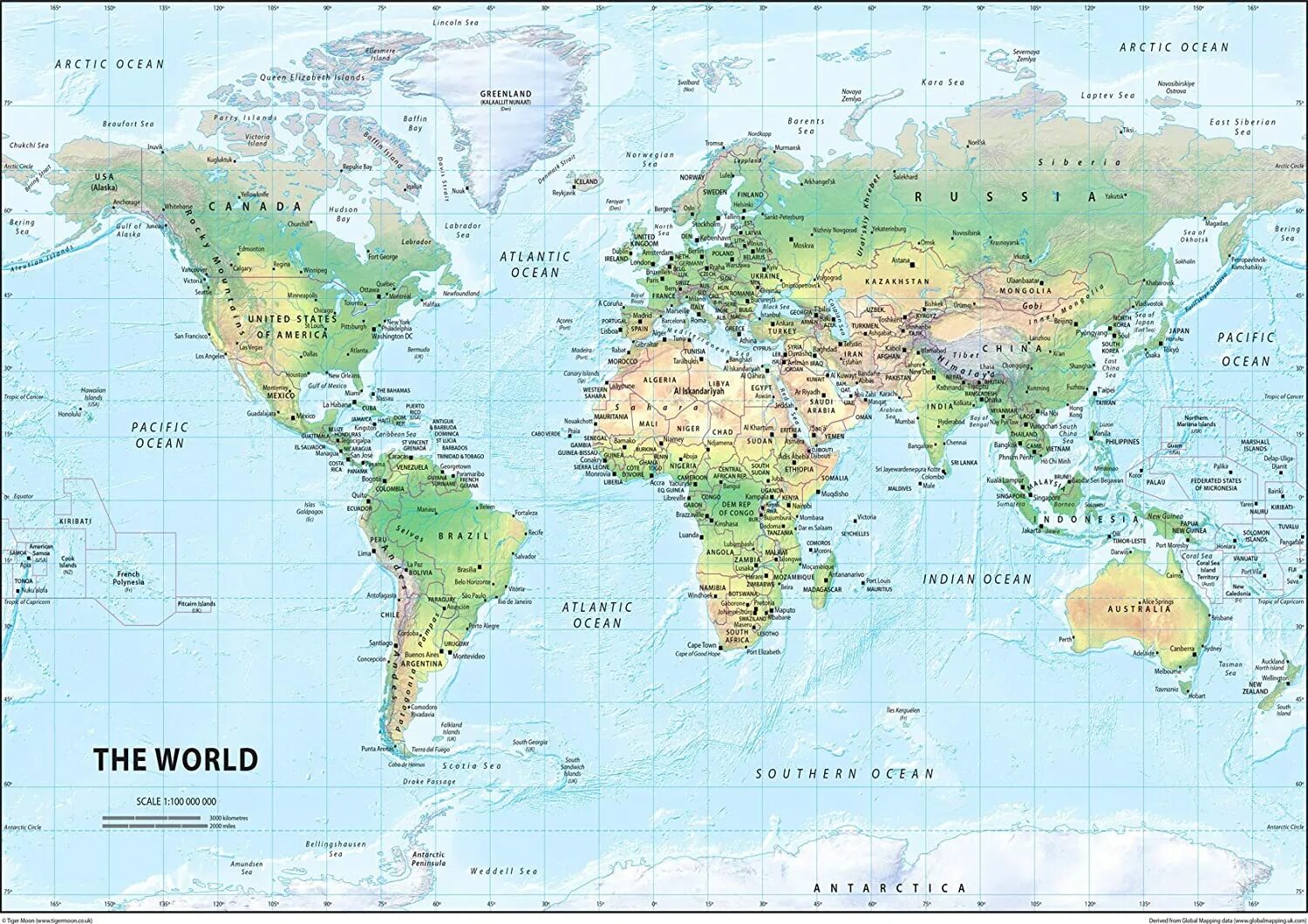 Physical world. Physical Map of the World. Large large physical Map of the World.