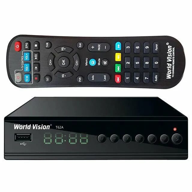 Цифровой dvb c. Приставка world vision t62a. world vision t625a lan. цифровой ресивер dvb t2 world vision t62a. world vision t62a пульт.