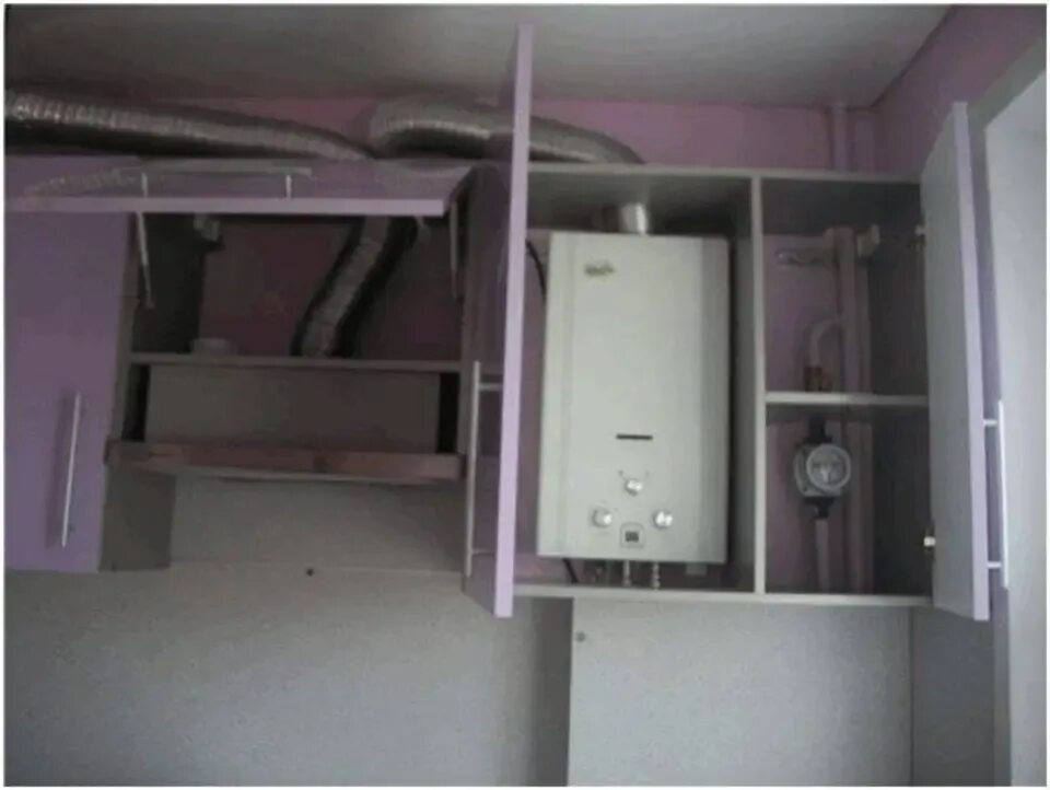 Можно ли газовую колонку прятать в шкаф. Шкаф для газового котла. шкаф под котел на кухне. шкаф для навесного котла. шкаф для газового котла на кухне.