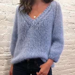 Женское вязание из мохера спицами
