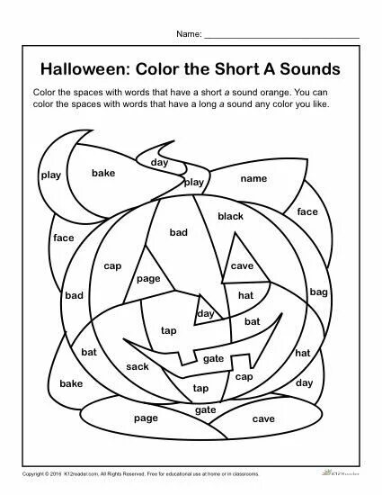 What colours are associated with halloween. Halloween worksheets. colour by words. colour by sounds. a sound coloring.