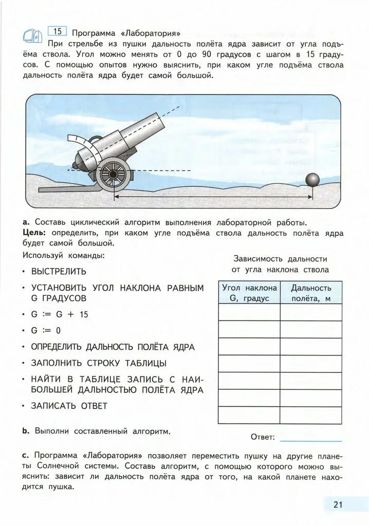 Учебник информатики 4 класс Бененсон. Информатика 4 класс задания. Дальность полета ядра пушки. Определить дальность полета ядра. Тетрадь информатика 4 класс бененсон