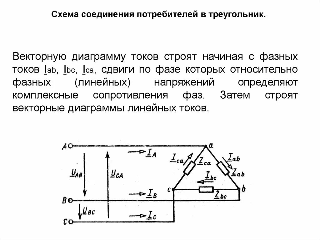 Фазные и линейных токи в соединении звездой. Соединение обмоток генератора треугольником напряжения. Схема соединение треугольником линейные и фазные напряжения. Соединение звездой фазный ток.