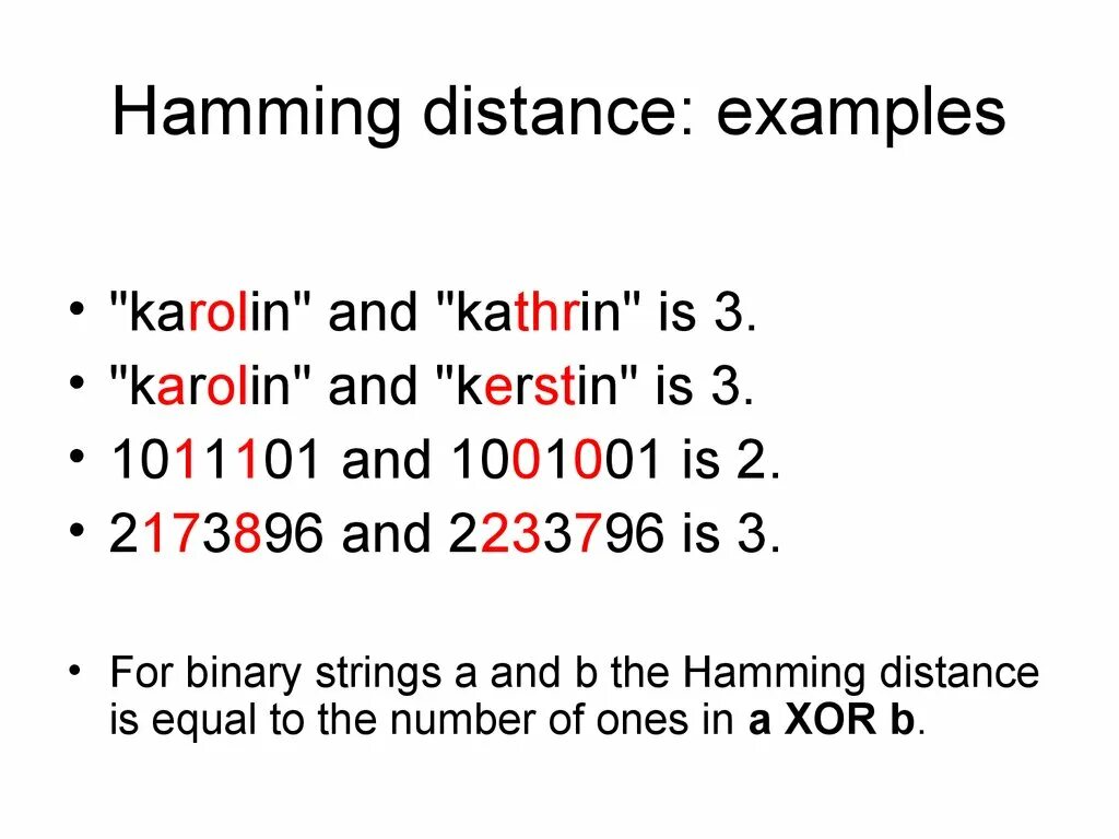 The presentation codes. Hamming distance. Binary String. Hamming code with example. Clustering Hamming distance.