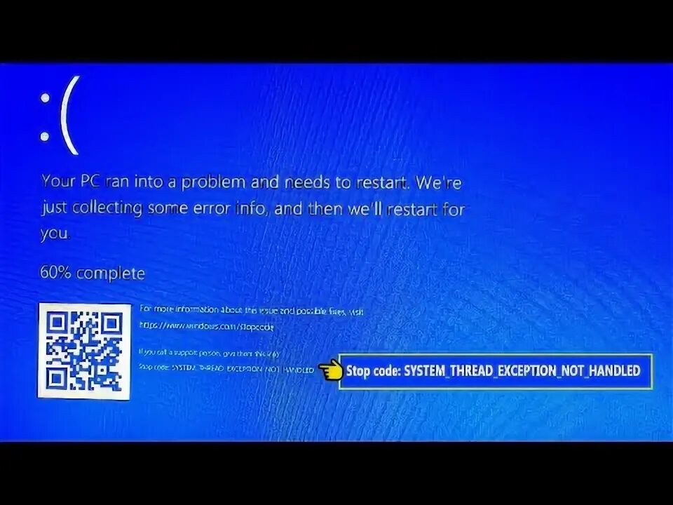 Ошибка System thread exception not Handled. Ошибка exception not Handled Windows 10. System thread exception not Handled Windows 10. Stop code System thread. System thread exception not handled что делать