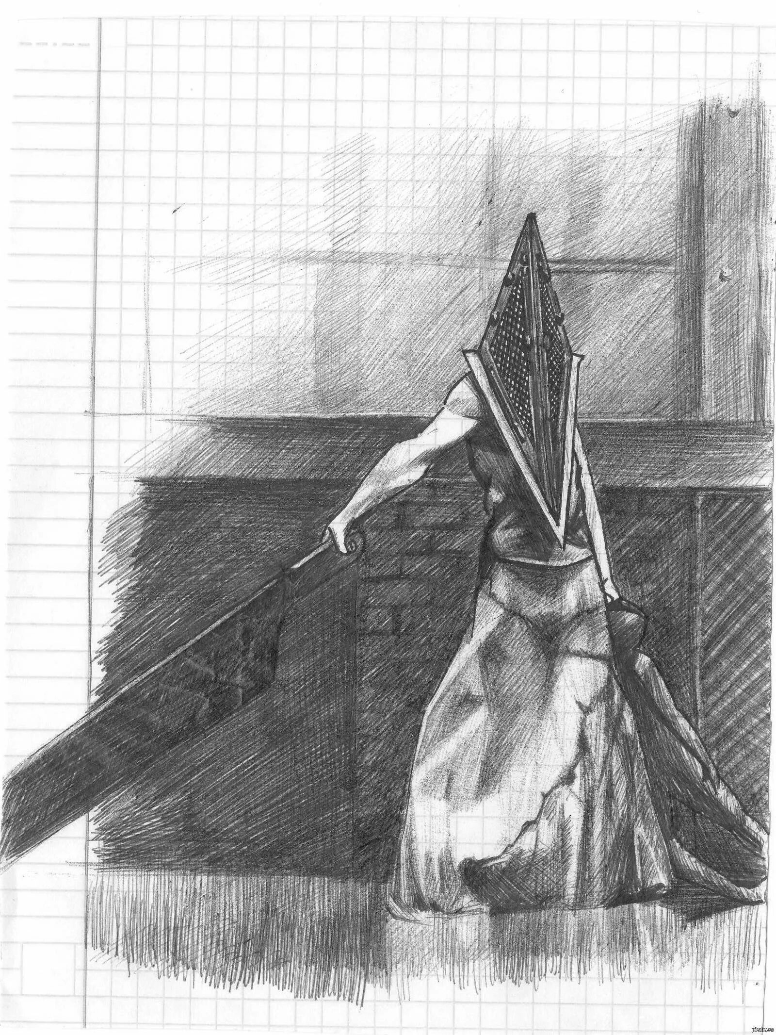 Пирамидоголовый сайлент Хилл. Silent Hill Пирамидоголовый рисунок.