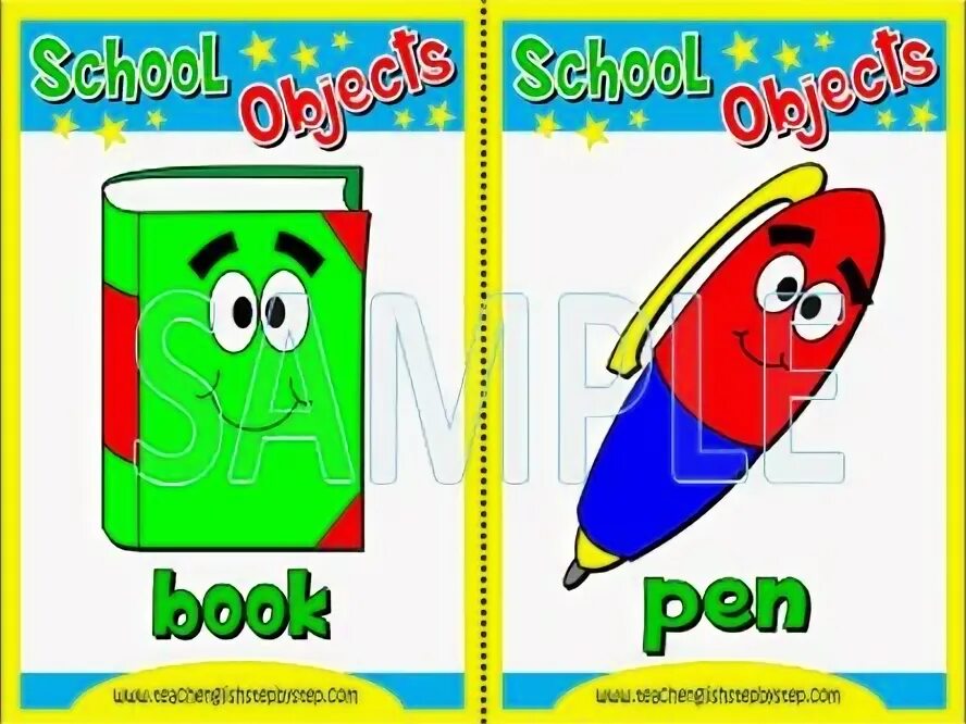 School flashcards. School flashcards