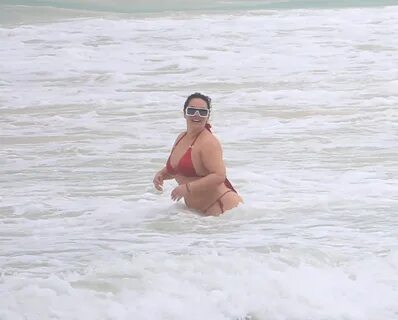 CHIQUIS RIVERA in a Red Bikini at a Beach in Tulum 01/22/2021.