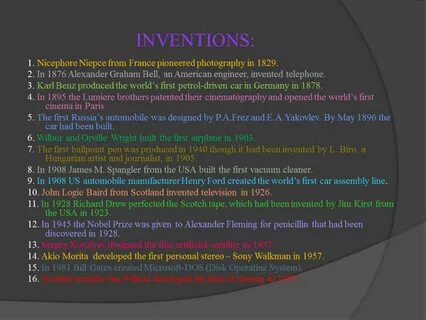 Work and inventions 11 grade