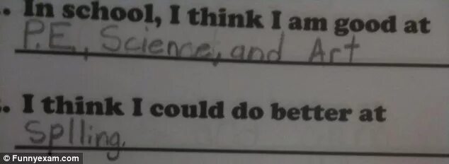 Can well good at. Funny answers from students.