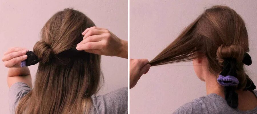 Шишка на бублик для волос. Как скрутить из носков гитару. Помощью носка. Пучок с помощью носка. Помощью носка.