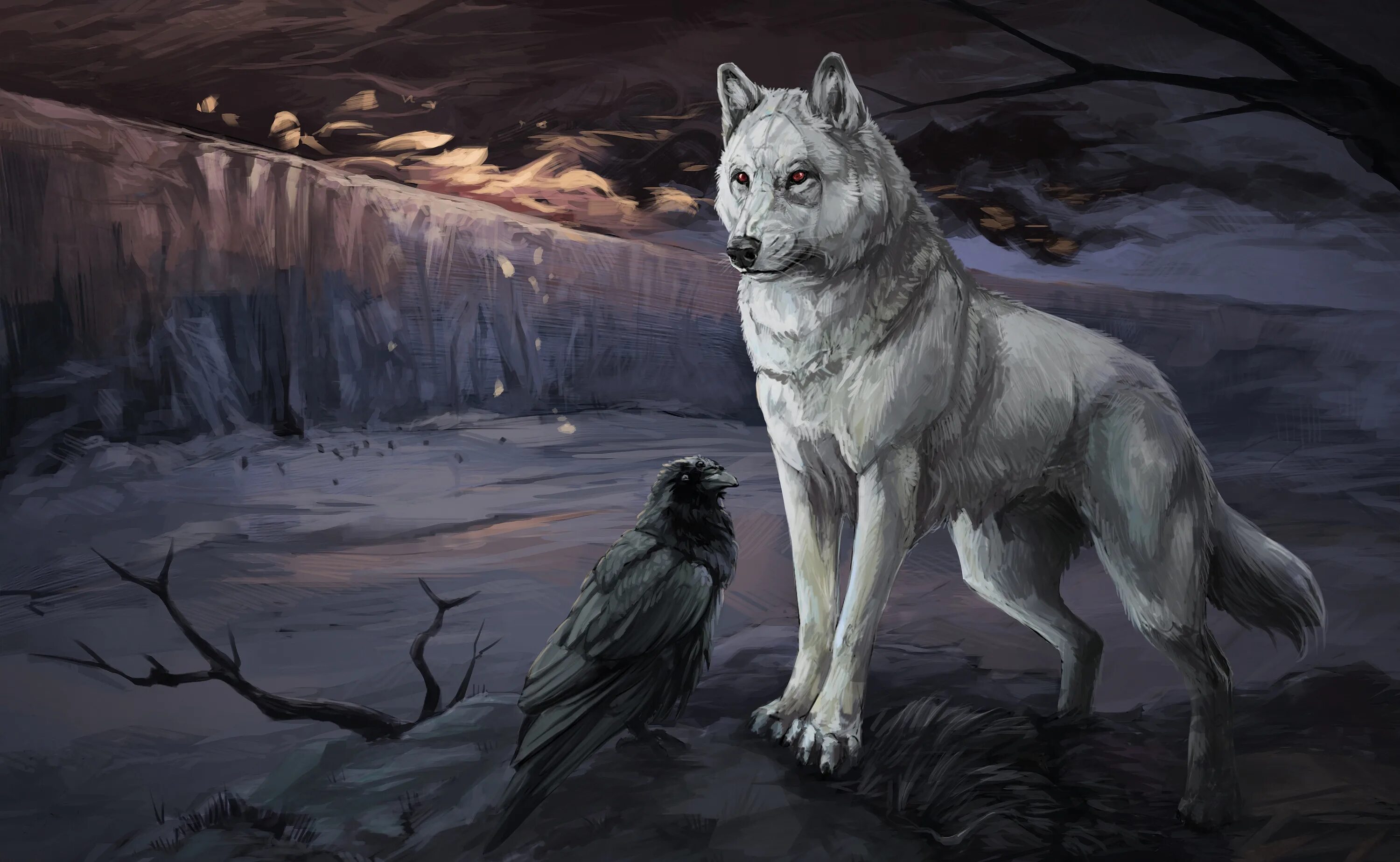 Wolf gaming wallpapers. Desktop Wallpaper Fantasy Wolf Crow Fantasy Animals.